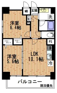2LDKの間取り画像