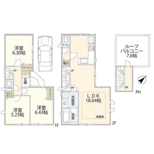神奈川県川崎市中原区小杉陣屋町1【一戸建】の間取り