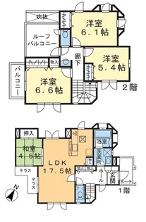 神奈川県横浜市都筑区茅ケ崎南5【一戸建】の間取り