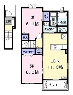 愛知県名古屋市港区当知3【アパート】の間取り