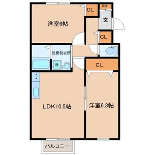 クレアフォーチュン鶴ケ谷【2階】の間取り