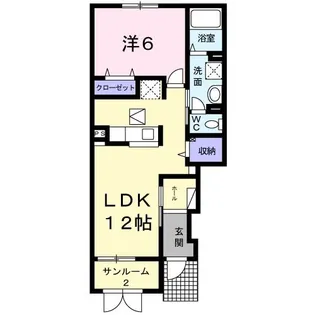 コンフォルト若葉【1階】の間取り