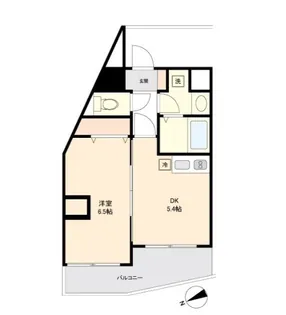 ONE ROOF FLAT NISHIWAS ED A【6階】の間取り