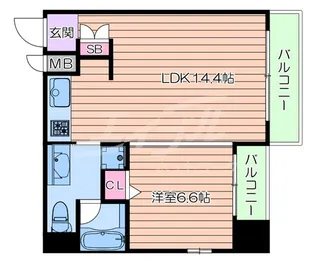 クリスタルブライト天満橋リバーサイド【4階】の間取り