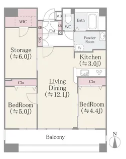 クレアールフレスカ【14階】の間取り