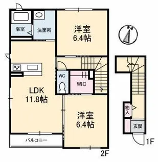 ツインテラス B棟【2階】の間取り