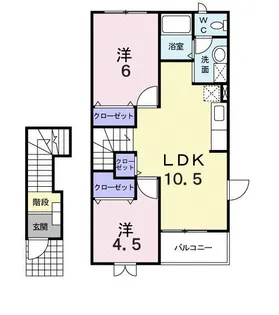 リュミエ-ル・ソレ-ルA【2階】の間取り