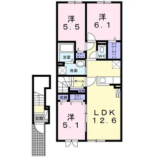 クレイン・もえぎ町【2階】の間取り