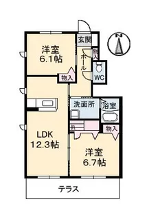 シャーメゾン クレール B棟【1階】の間取り