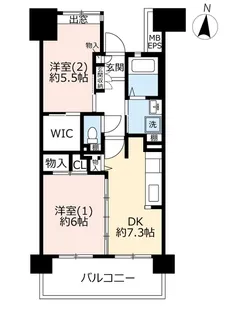 URグリーンプラザ園生【6階】の間取り