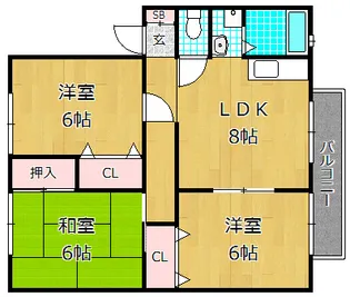 ファミール中 B棟【2階】の間取り