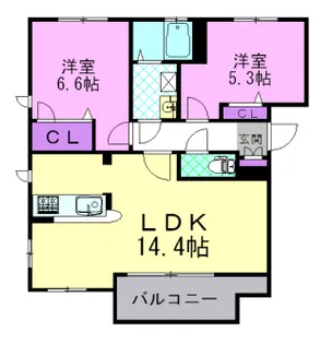 ハピネスタウン B【1階】の間取り