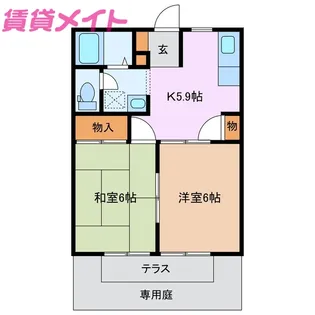 エクセルヤマナカ A棟【1階】の間取り