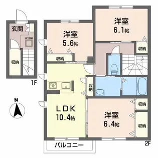 シャーメゾン西大野【2階】の間取り