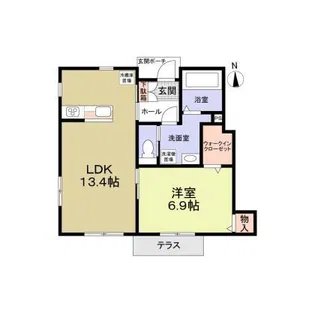 フォレストメゾン聖蹟D【1階】の間取り