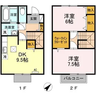 コウジィーコート前川II A棟【1階】の間取り