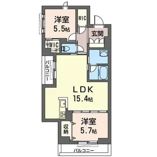 シャーメゾン カーラ ブランシェ【2階】の間取り