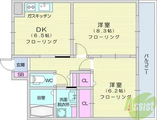 ロイヤルアニヴァーサリー若林【4階】の間取り