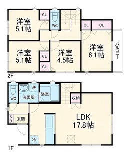 千葉県船橋市咲が丘1【一戸建】の間取り