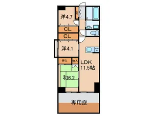 サンハイツ武庫之荘2号棟【1階】の間取り