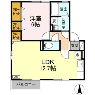 オークスドュール・ウルゲ B棟【2階】の間取り