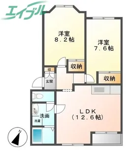 エルシャトーII D棟【2階】の間取り