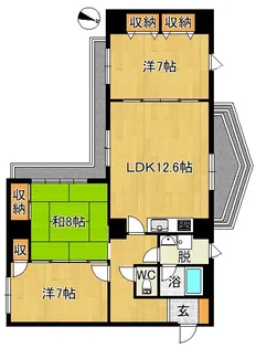 ロワイヤルユー弘前大町【3階】の間取り