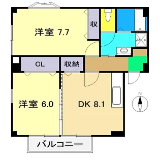 ヒルズビレッジ【3階】の間取り