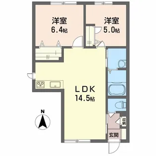 2LDKの間取り画像