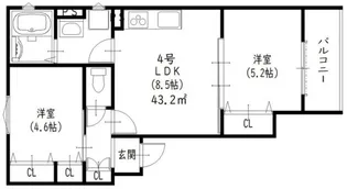 クリエオーレ上島町【3階】の間取り