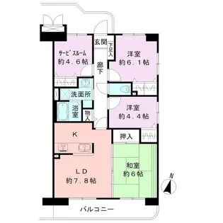 ヴェルビュ南笹口【5階】の間取り