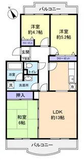 グランディア花通(はなみち)【3階】の間取り