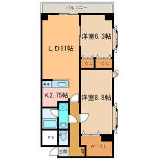 大通南8マンション【5階】の間取り