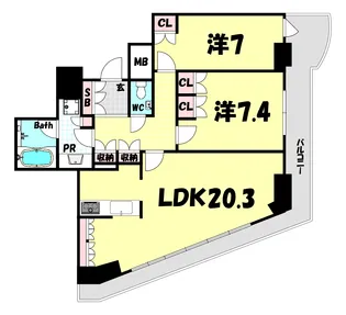 ジークレフ新神戸タワー【34階】の間取り