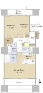 グランドヒルズ南青山【11階】の間取り