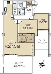 六甲グランドハイツ【8階】の間取り