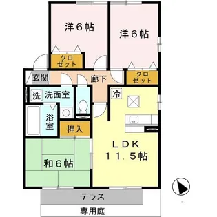 コンフォートテラス A棟【1階】の間取り
