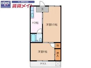 シャンテ鳥羽【1階】の間取り