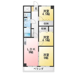 パレススメールA棟【2階】の間取り