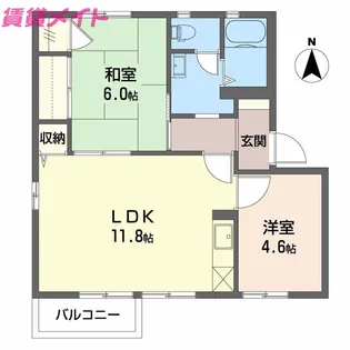 ウィンディKUSU B【2階】の間取り
