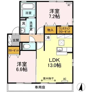サンモール・Y A棟【1階】の間取り