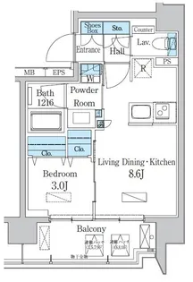 東京都港区芝浦2【マンション】の間取り