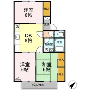 広島県広島市安佐北区亀山5【アパート】の間取り