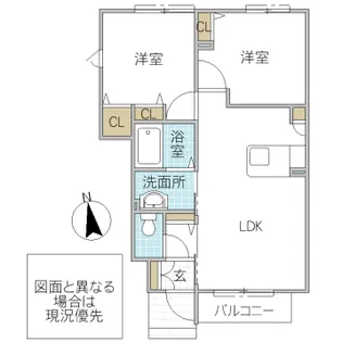 メゾン・ネージュブラン B【1階】の間取り