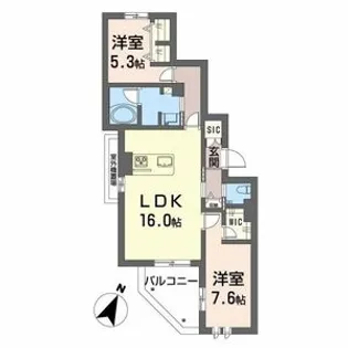 レイディエンス本町【2階】の間取り