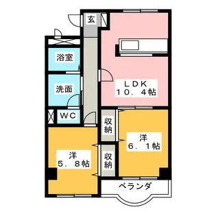 パルスクエアB【2階】の間取り