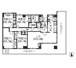 成城ストリームハイツ【5階】の間取り
