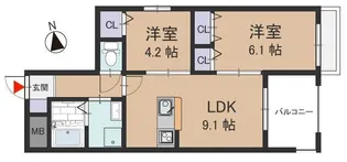大阪府大阪市東住吉区北田辺4【マンション】の間取り