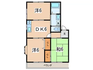 高砂ハイツA【2階】の間取り