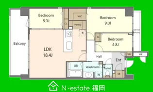 福岡県福岡市早良区百道1【マンション】の間取り